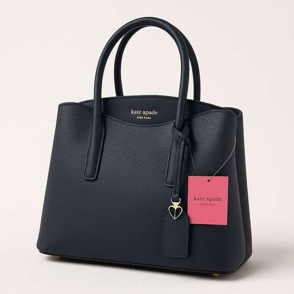 NWT $360 Kate Spade Margaux Large Satchel Bag Blazer Blue Navy Pebbled Leather - Picture 1 of 10